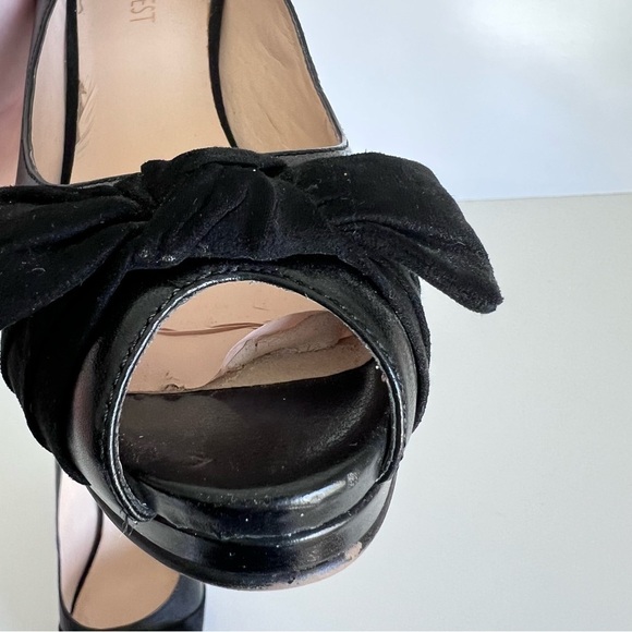 Nine West Fealey Peep Toe Leather Black Platform Pumps - Picture 10 of 14
